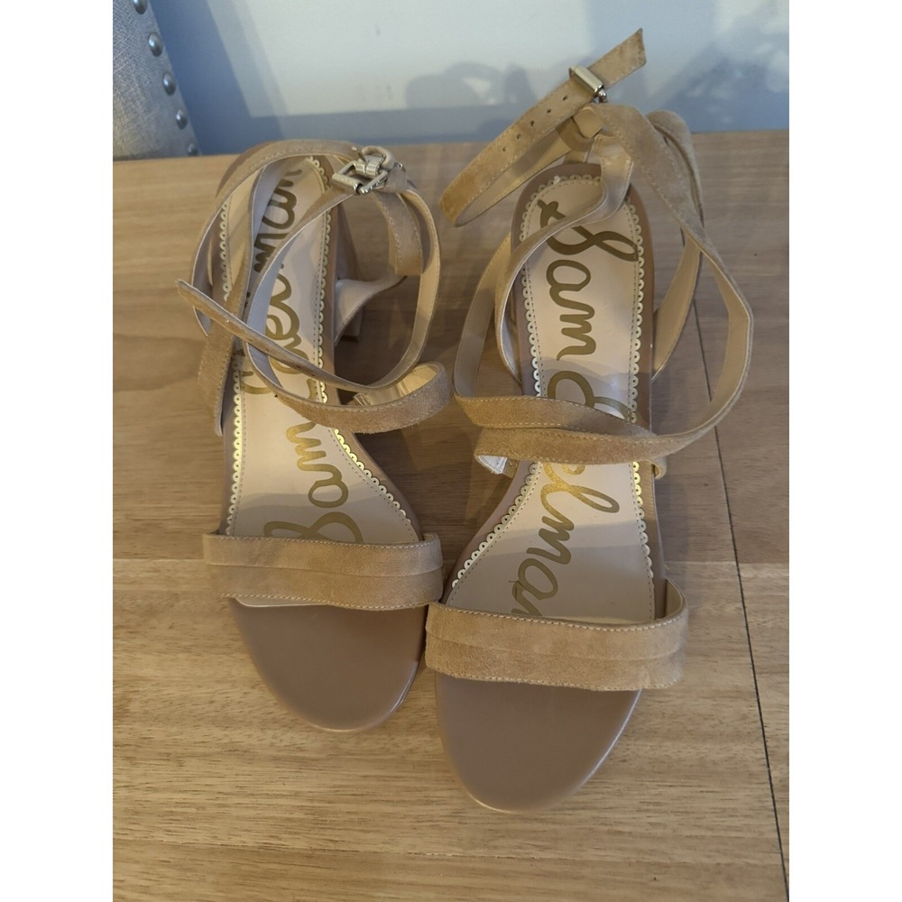 Sam Edelman Sammy Block Heel Suede Sand Beige Size 10 flaw